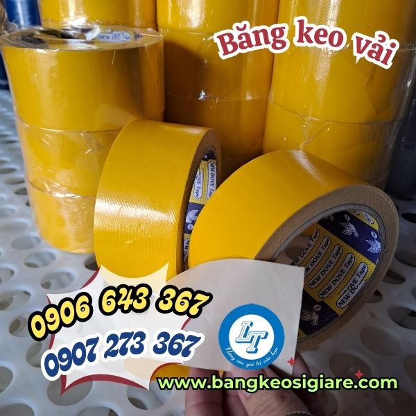 băng keo vải màu xám, màu vàng, màu xanh cuộn 4f8 băng keo vải vàng