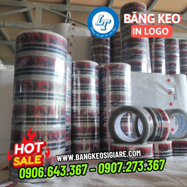 Nhận sản xuất băng keo in logo nền trong băng keo in logo nền trong
