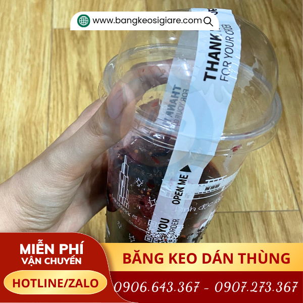 Băng keo in chữ dùng cố định nước mang đi Băng keo in chữ dùng cố định nước mang đi