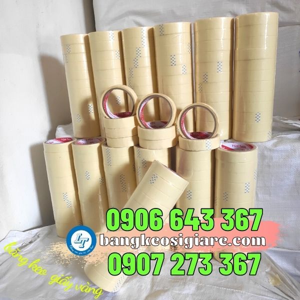 tìm nguồn cung cấp băng keo giấy vàng loại 2F4, 4F8 băng dính giấy