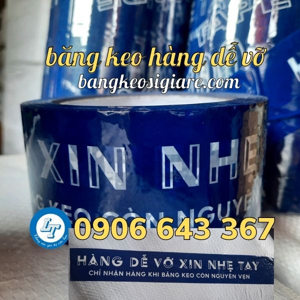 hàng đặt băng dính hàng dễ vỡ xin nhẹ tay nền xanh băng dính hàng dễ vỡ