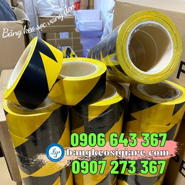 chuyên sỉ băng dính sọc vàng đen dán phân chia khu vực băng dính sọc vàng đen giá rẻ