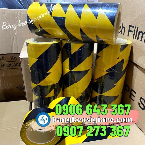 chuyên sỉ băng dính sọc vàng đen dán phân chia khu vực băng dính sọc vàng đen giá sỉ