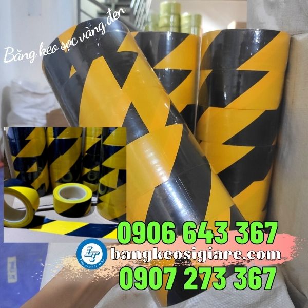chuyên sỉ băng dính sọc vàng đen dán phân chia khu vực băng dính sọc vàng đen