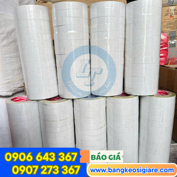 Băng keo 2 mặt dầu vàng 14 cuộn/cây Băng keo 2 mặt dầu vàng 14 cuộn/cây