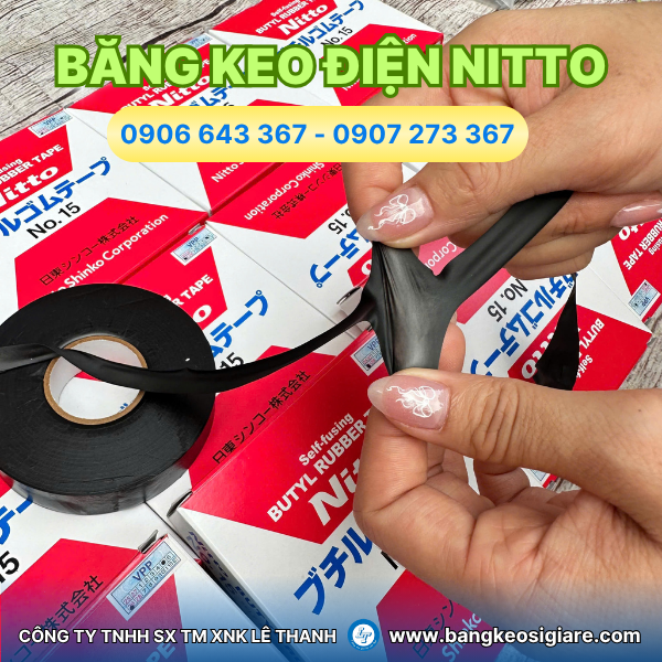 Băng keo cao su non Nitto No.15 chống nước cách điện giá sỉ Băng keo cao su non Nitto No.15 chống nước cách điện giá sỉ