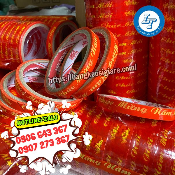 băng keo chúc mừng năm mới dán hộp quà băng keo chúc mừng năm mới nền đỏ