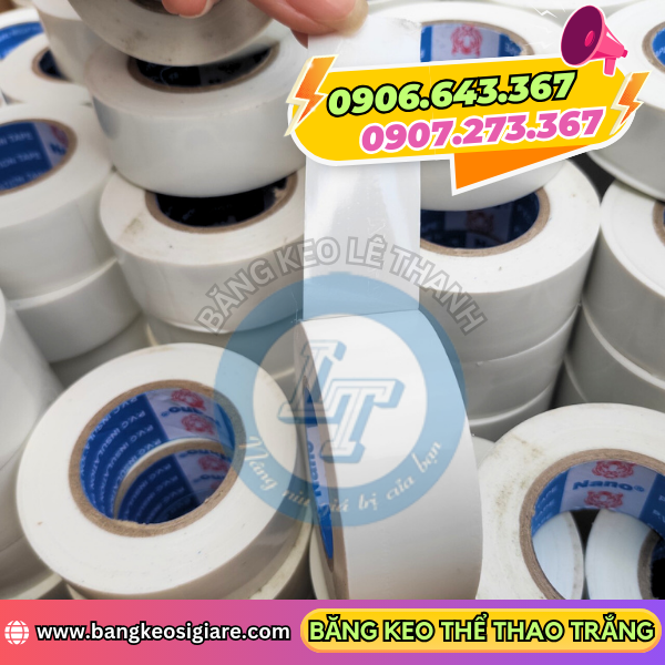 Băng keo đá banh màu trắng 2.5cm Băng keo đá banh màu trắng 2.5cm