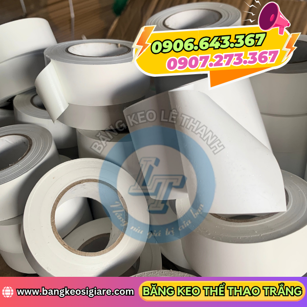 Băng keo thể thao trắng lớp keo bám dính da Băng keo thể thao trắng lớp keo bám dính da