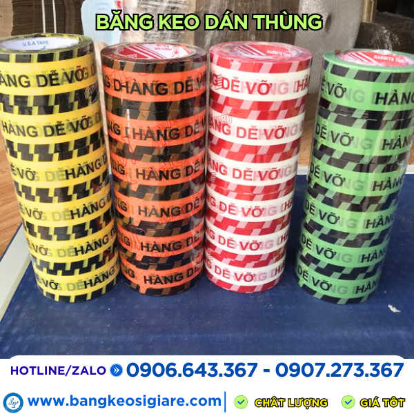Băng keo in chữ hàng dễ vỡ nhiều màu sắc Băng keo in chữ hàng dễ vỡ nhiều màu sắc
