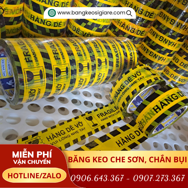 Băng keo in chữ hàng dễ vỡ rõ nét Băng keo in chữ hàng dễ vỡ rõ nét