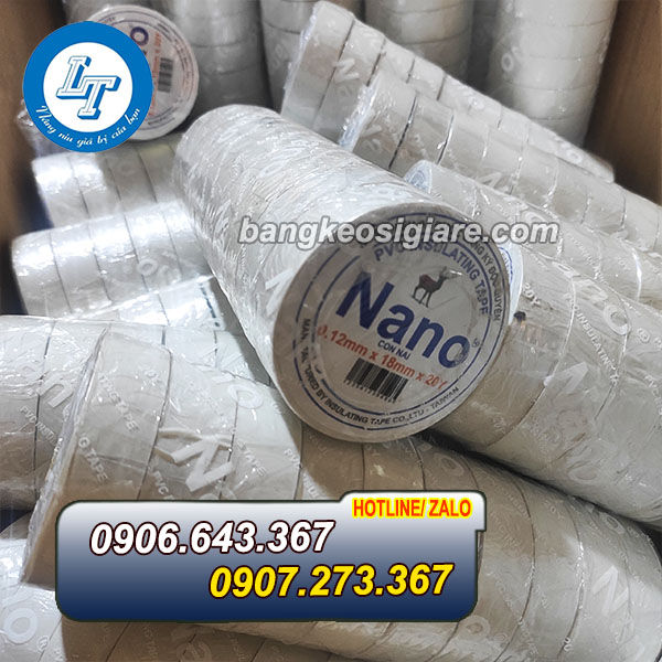 BĂNG KEO NANO ĐIỆN 20Y CHỐNG NƯỚC RẺ NHẤT băng keo điện nano trắng