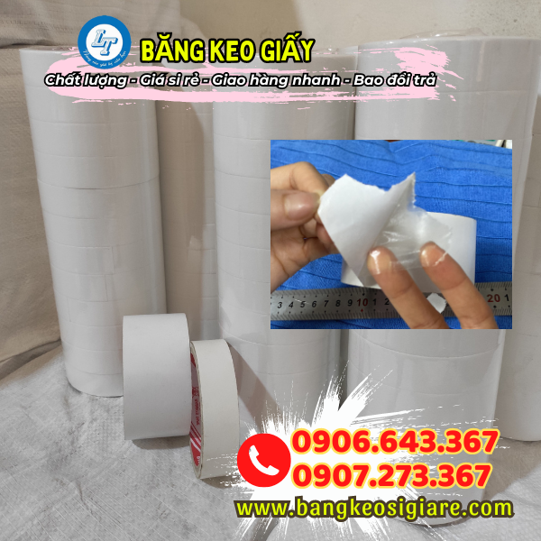 Sản xuất trực tiếp băng keo giấy giá sỉ theo yêu cầu Băng keo giấy 2 mặt
