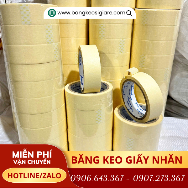 Băng keo giấy vàng chất lượng đóng thành từng cây sẵn ngay kho Băng keo giấy vàng chất lượng đóng thành từng cây sẵn ngay kho