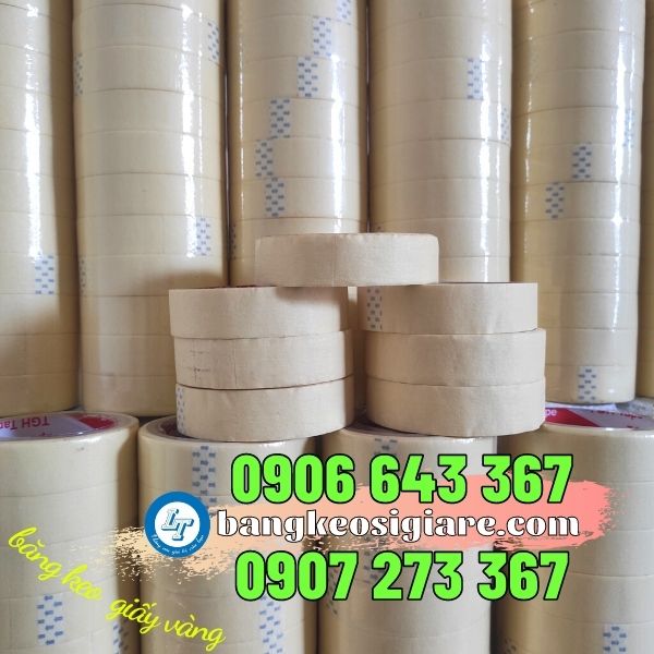 tìm nguồn cung cấp băng keo giấy vàng loại 2F4, 4F8 băng keo giấy giá rẻ