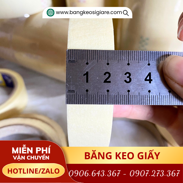 Băng keo giấy nhăn bề rộng 2f4 Băng keo giấy nhăn bề rộng 2f4