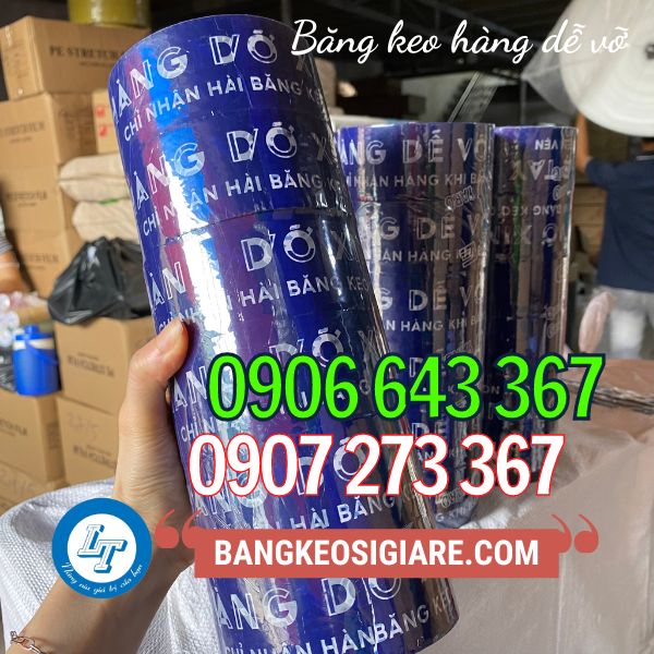 BĂNG KEO HÀNG DỄ VỠ IN NỀN XANH GIÁ RẺ băng keo hàng dễ vỡ 5cm