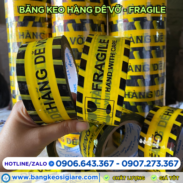 Băng keo hàng dễ vỡ in rõ nét Băng keo hàng dễ vỡ in rõ nét