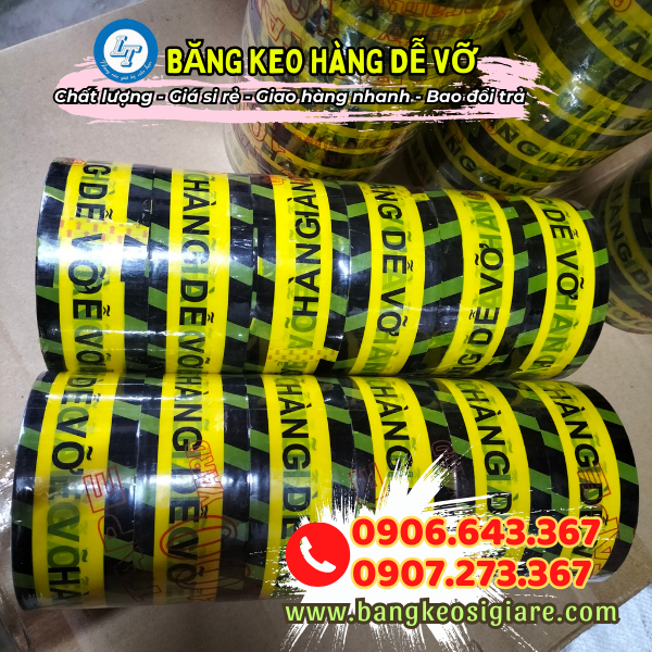 Mua sỉ băng keo hàng dễ vỡ xin nhẹ tay rẻ nhất băng keo hàng dễ vỡ nền vàng chữ đen