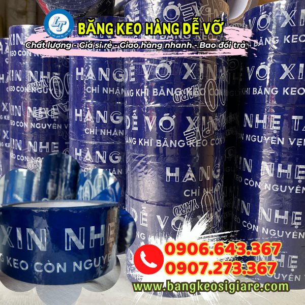 Mua sỉ băng keo hàng dễ vỡ xin nhẹ tay rẻ nhất băng keo hàng dễ vỡ nền xanh chữ trắng