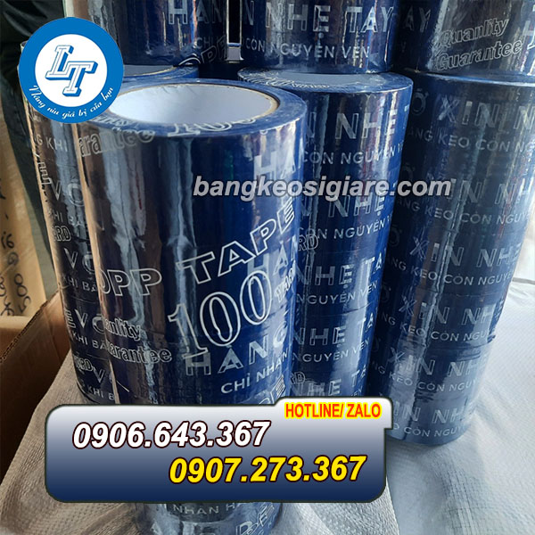 XƯỞNG IN BĂNG KEO NIÊM PHONG CHỮ HÀNG DỄ VỠ băng keo hàng dễ vỡ nền xanh chữ trắng