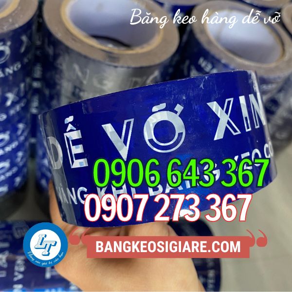 BĂNG KEO HÀNG DỄ VỠ IN NỀN XANH GIÁ RẺ băng keo hàng dễ vỡ nền xanh chữ trắng