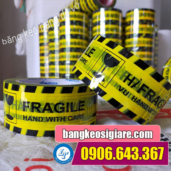 NƠI MUA SỈ LẺ BĂNG DÍNH CẢNH BÁO HÀNG DỄ VỠ băng keo in chữ hàng dễ vỡ