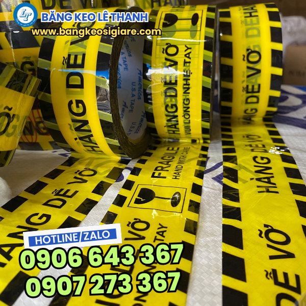 Băng keo hàng dễ vỡ lớp keo bám dính Băng keo hàng dễ vỡ lớp keo bám dính