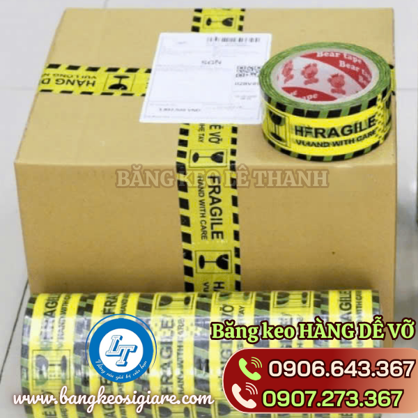 Băng keo hàng dễ vỡ quấn thùng hàng chắc chắn Băng keo hàng dễ vỡ quấn thùng hàng chắc chắn