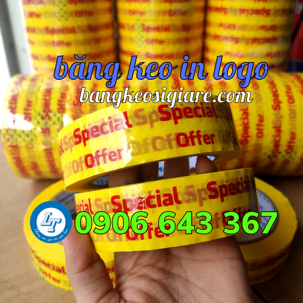 dịch vụ thiết kế, in logo, in chữ lên băng keo băng keo in chữ trên nền vàng