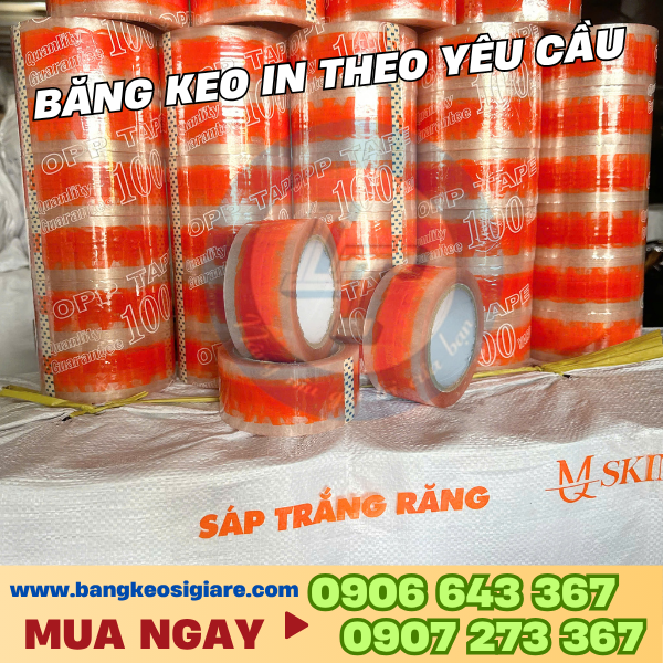 Băng keo in logo dán thùng carton giá sỉ Băng keo in theo yêu cầu trên nền trong size 4f8