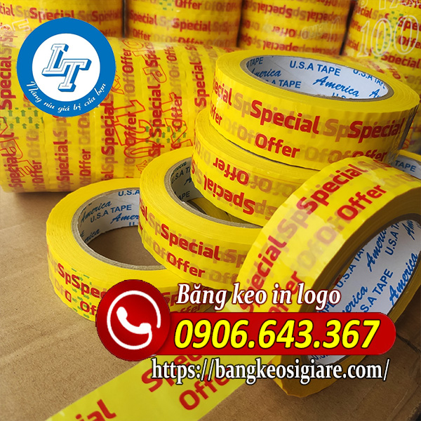 Cơ sỏ băng keo in logo theo yêu cầu với giá rẻ Băng keo in chữ nền màu