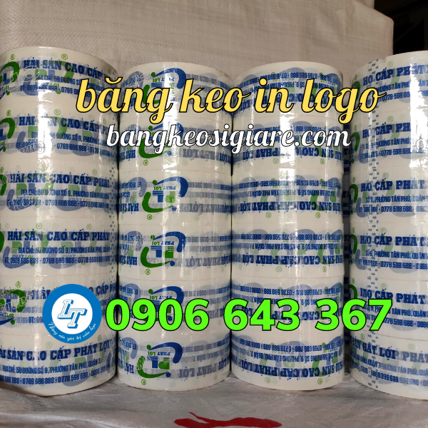 dịch vụ thiết kế, in logo, in chữ lên băng keo Băng keo in logo trên nền trắng
