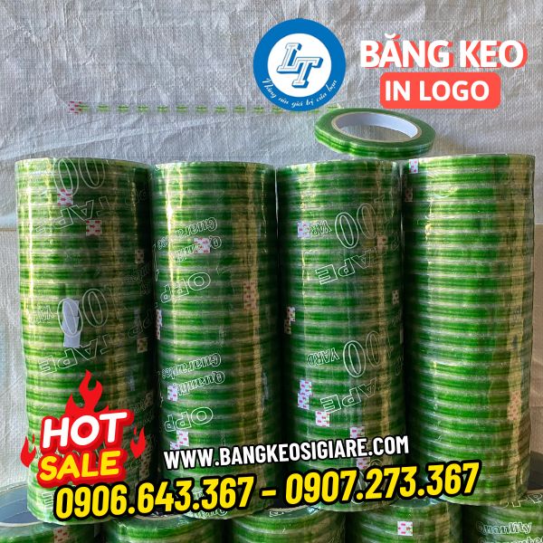 Nhận sản xuất băng keo in logo nền trong băng keo in logo nền trong 12mm