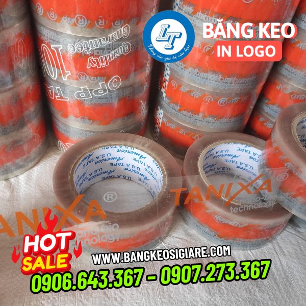 Nhận sản xuất băng keo in logo nền trong băng keo in logo nền trong chữ cam