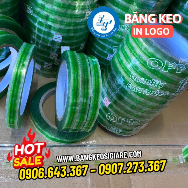 Nhận sản xuất băng keo in logo nền trong băng keo in logo nền trong chữ xanh
