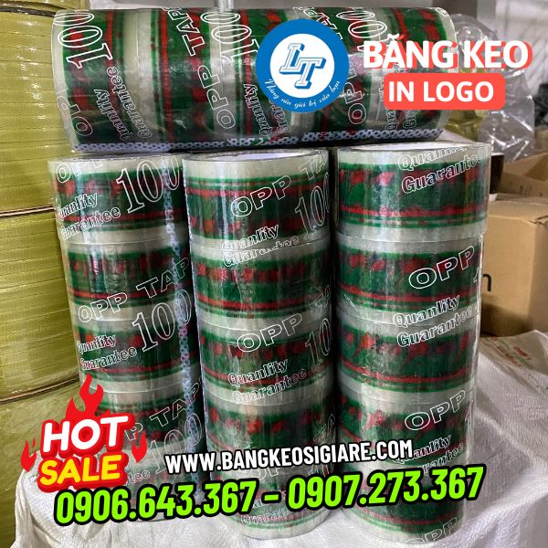 Nhận sản xuất băng keo in logo nền trong băng keo in logo thương hiệu 48mm