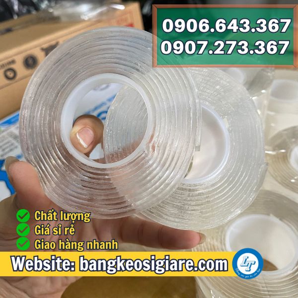 NGUỒN LẤY SỈ BĂNG KEO SIÊU DÍNH 2 MẶT TRONG SUỐT băng keo ma thuật 2f4