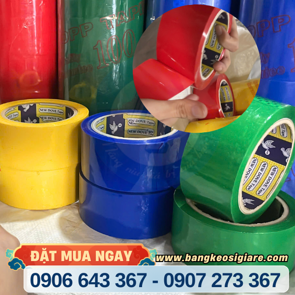 Băng keo màu đóng hàng giá sỉ, cắt khổ linh hoạt Băng keo màu đóng hàng giá sỉ, cắt khổ linh hoạt