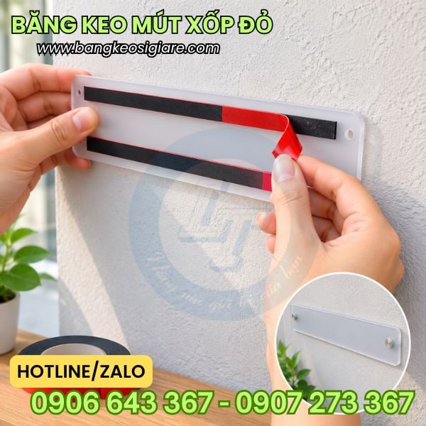 Sỉ băng keo mút xốp 2 mặt đỏ đen dính chắc, thay thế đinh vít sỉ băng keo mút xốp 2 mặt đỏ đen dính chắc, thay thế đinh vít