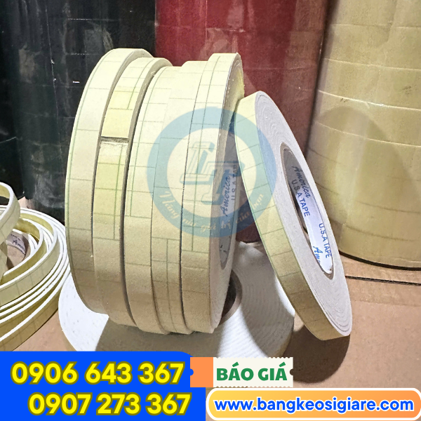 Băng keo mút xốp vỏ vàng lõi trắng Băng keo mút xốp vỏ vàng lõi trắng