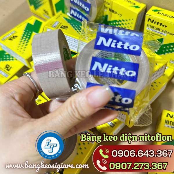 Băng keo điện nitoflon được đóng bịch nilon bỏ hộp từng cuộn Băng keo điện nitoflon được đóng bịch nilon bỏ hộp từng cuộn