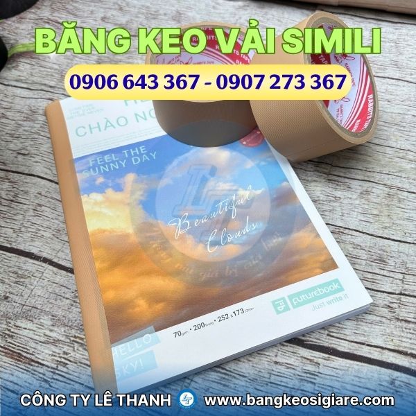 Băng keo simili vân vải nhiều màu giá sỉ Băng keo simili đóng gáy sách vở chắc chắn