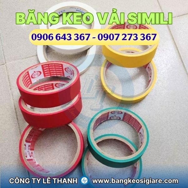 Băng keo simili vân vải nhiều màu giá sỉ Băng keo simili đa dạng kích thước