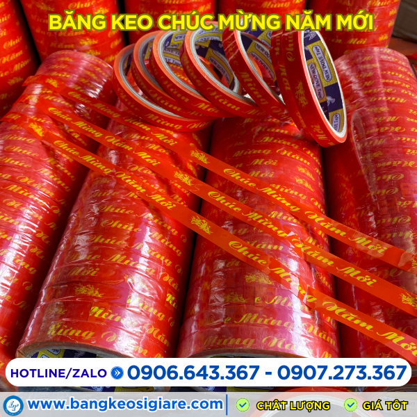 Băng keo chúc mừng năm mới in chữ rõ nét Băng keo chúc mừng năm mới in chữ rõ nét