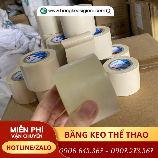 Băng keo thể thao màu kem chính phẩm Băng keo thể thao màu kem chính phẩm