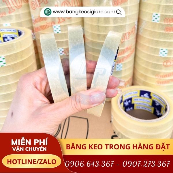 Băng keo trong 1f5 có độ trong suốt thẩm mỹ cao Băng keo trong 1f5 có độ trong suốt thẩm mỹ cao