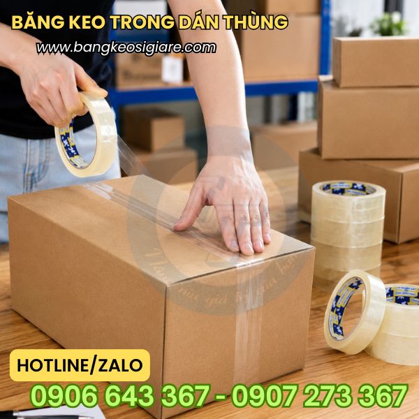 Đặt băng keo trong số lượng lớn giá sỉ tại kho Băng keo trong dán thùng chắc chắn