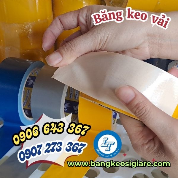 băng keo vải màu xám, màu vàng, màu xanh cuộn 4f8 băng keo vải bám dính tốt