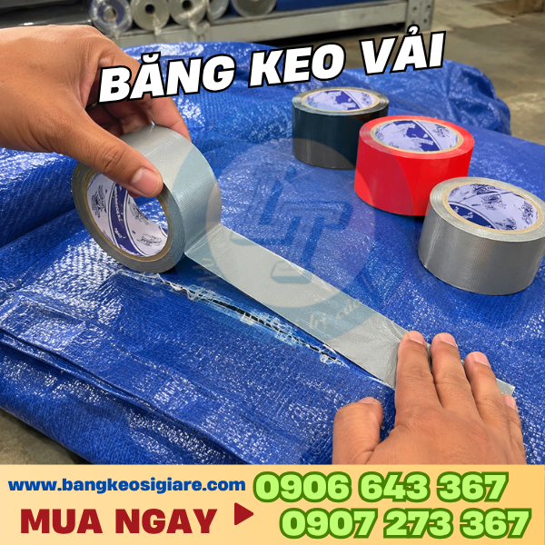Băng keo vải giá sỉ nhiều màu, có vân dễ xé bằng tay Băng keo vải dán bao bạt